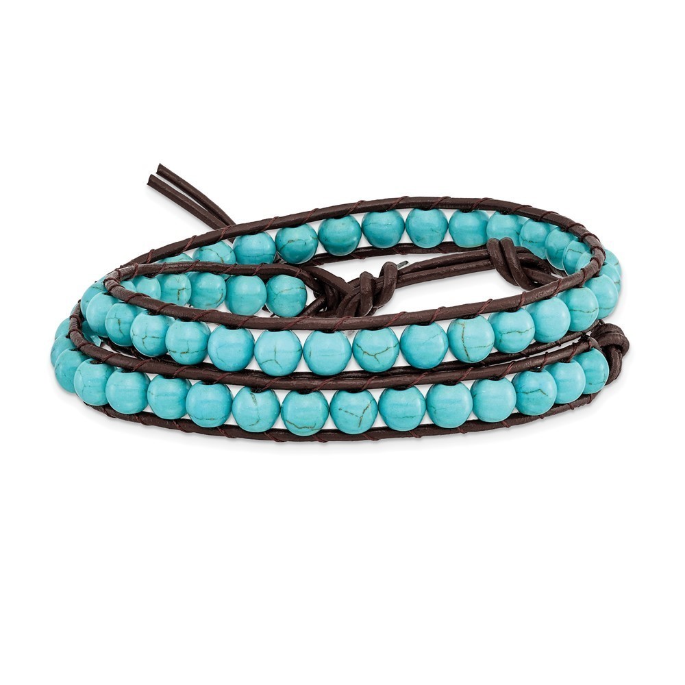 4mm Dyed Turquoise Leather Cord Multi Wrap Fashion Bracelet